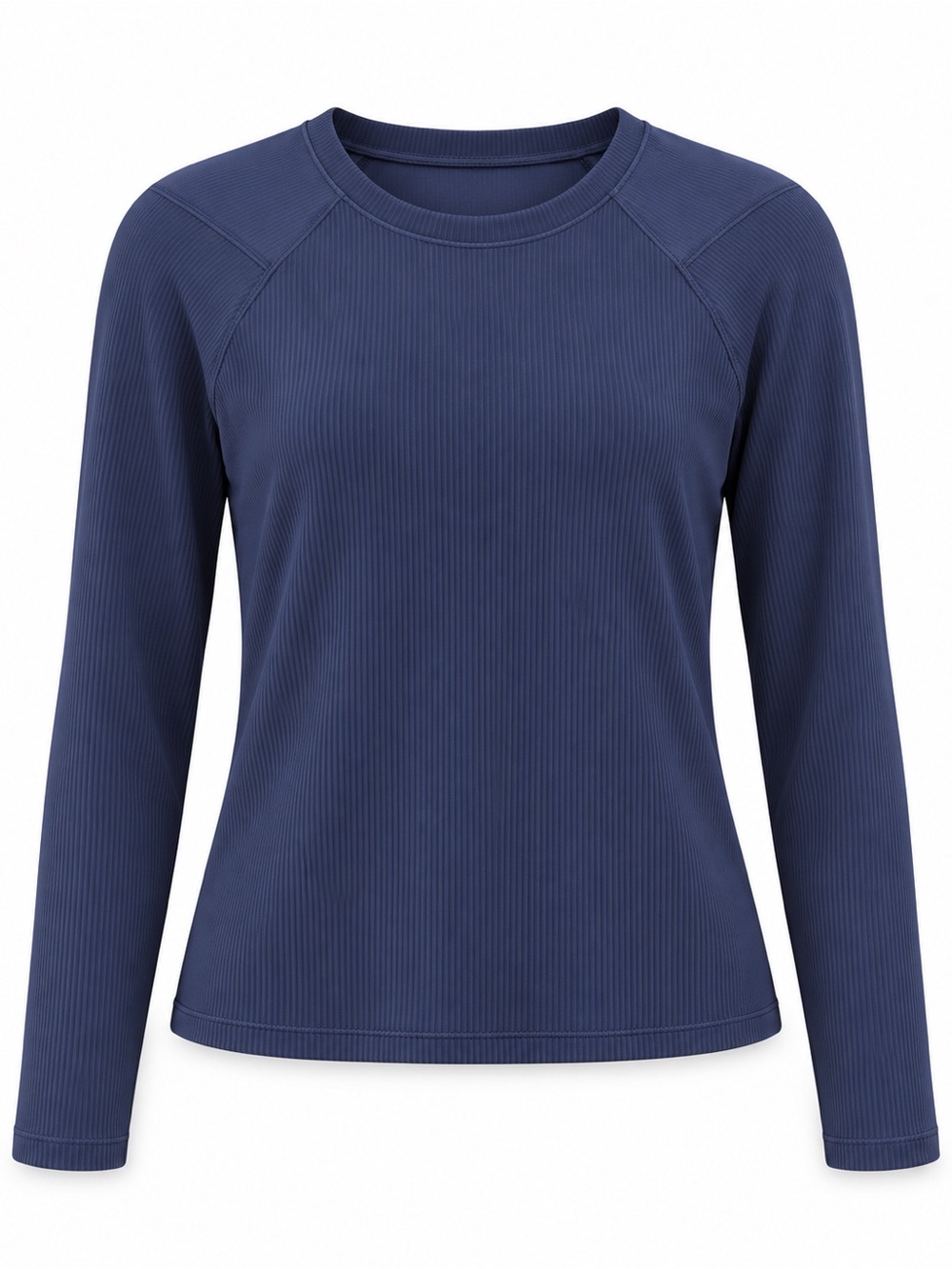 HALARA Ribbed Long-Sleeve Crewneck Top - Navy Blue